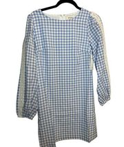 Aura Size Small blue Gingham Dress Boho Cottage Long Sleeve Shift Dress