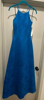 NWT Urban Girl Nites VTG Y2K 90s Blue Satin Floral Jacquard Prom Dress