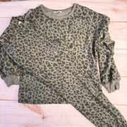 Leopard Print Two Piece Loungewear Tracksuit Sweatshirt and Joggers