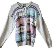 Vintage Woolrich school,  kidcore wool blend sweater cardigan