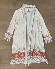 johnny was cotton long embroidered duster cardigan