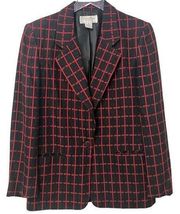 CHRISTIAN DIOR Plaid Wool Blend Blazer Vintage 1980s size 6