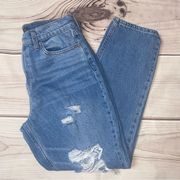 mom jeans destroyed/distressed - stone wash - size 8 - EUC