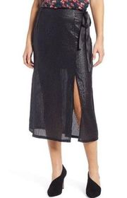 NWT Something Navy Sequin Wrap Midi Party Skirt