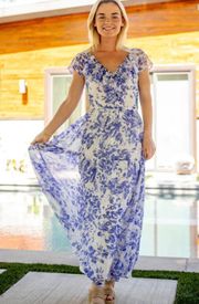 Blue and White Toile Dress