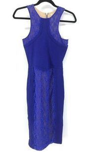 Torn By Ronny Kobo Womens Approx Sz XXS/XS Bodycon Lace Panel Dress Cobalt Blue