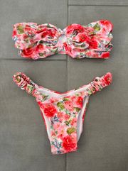 Floral Strapless Bikini Set