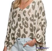 POL olive leopard print oversized sweater