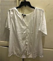 Paige medium white silky front button blouse