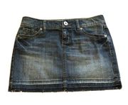 🆕 SO distressed denim mini jean skirt sz 1