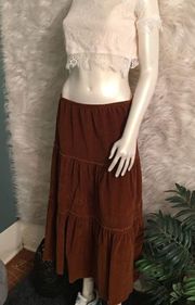 Prairie Corduroy pleated ruffle maxi skirt!