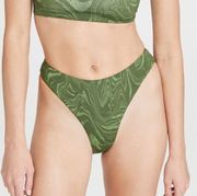 Good American Reversible Cheeky Swimsuit Bottoms Pesto Swirl Green Medium NWT
