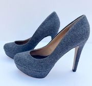 DOLCE VITA Rosane Platform Wool Gray Pumps High Heel Stilettos