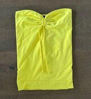 theory yellow strapless fitted tube top