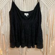 Black tiered lace camisole by Laundry by Shelli Segal. Size: Large