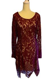 CHARLOTTE RUSSE  NWT Size XL Burgundy Lace Dress Club, Party, Wedding, Reunion.