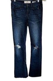 Low Rise Boot Cut Distressed Denim Jeans