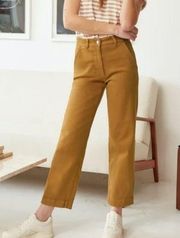 Everlane Cropped Straight Leg High Rise Mustard Yellow Jeans