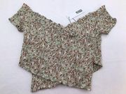 Steve Madden X BB Dakota Womens Size Large Multi-Color Floral Smocked Crop Top