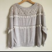 Love Sam Lace & Ruffles sweatshirt taupe  Medium