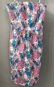 Vineyard Vines White Cap Ocean Life Strapless Shift Dress Size 2