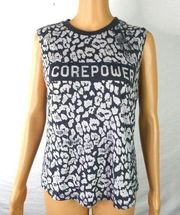 Daydreamer LA CorePower Yoga Burnout Muscle Tank Tee Leopard Print Workout Large