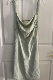 A Line Cowl Neck Mini Dress Mint Green Open Back