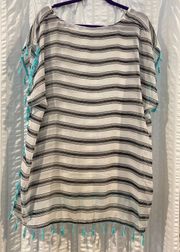 Striped Cover Up With Tassels 