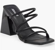 strappy black block heel sandals women Size 5.5