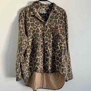 Pam & Gela Women’s Oversized Leopard Print Button Front Top Small