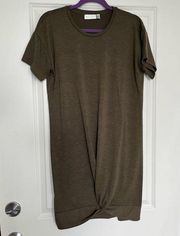 RD Style Olive Green Knot Front T-shirt Mini Dress