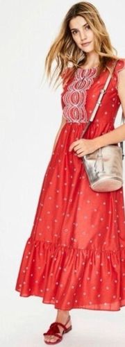 Boden  Rosa Eyelet Polka Dot Embroidered Maxi Dress