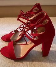 Red Lace Up Heels