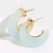 Free People Two Tone Resin Hoops Blue, New! $38