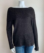 Donna Karan New York Black Label Cashmere Off Shoulder Sequin Sweater sz L PW12