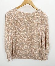 Ophelia Roe Cream White Floral Long Sleeve Sweater Top Women's Size Small S