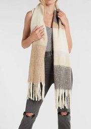Stripe Brushed Fringe Scarf Express womens accessories NWT Blush Nude co…