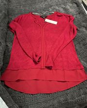 NWT  Red Size XS mixed Media Long Sleeve Sweater