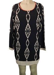 Paper Crane Womens Size S Black Bohemian Western Pattern Long Sleeve Dress