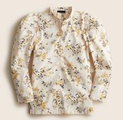 J. Crew Women’s Puff Sleeve Budding Floral Cotton Popover Top w/ Ruffles Small