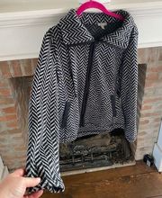 Talbots 𝅺T by  Zip Up Twill Black & Grey Jacket size Small Petite