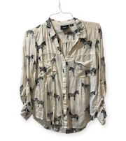 by Anthropologie Zebra Print Blouse Size 10