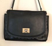 scalloped Black shoulder bag