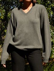 V Neck Oversized Gray Sweater