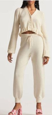 LoveShackFancy Cream Tristan Wool/Cashmere Pants