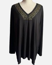 Carmen Marc Valvo Black Silky Blouse Women’s Plus Size 2X