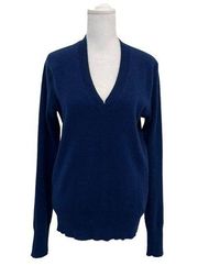Universal Standard 100% Cashmere V-Neck Sweater Minimalist Ocean Blue size 6/8