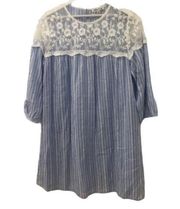 NORDSTROM tassels n lace stripe lace dress