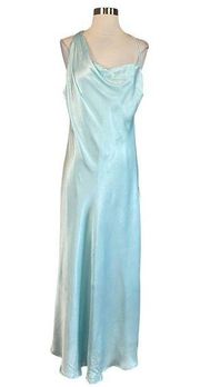 Bardot Women's Formal Dress Size 12 Blue Satin Backless Shift Long Evening Gown