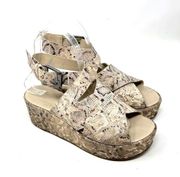 AMUSE SOCIETY x MATISSE Runaway Platform Sandals Brown Snake Print Size US 6